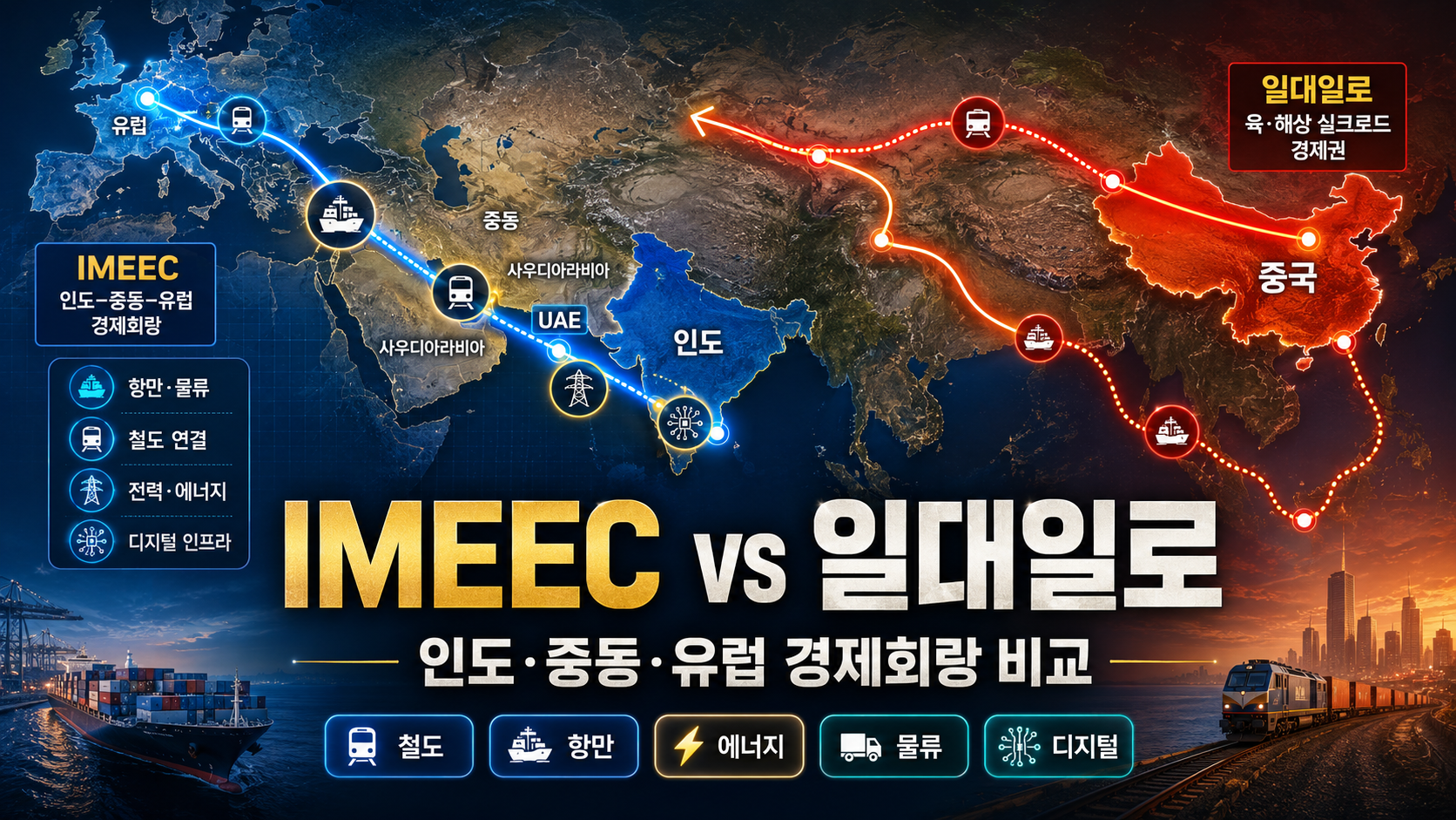 IMEEC(IMEC)란? 중국 일대일로와 비교부터 한국·미국·인도 수혜주와 ETF까지 총정리
